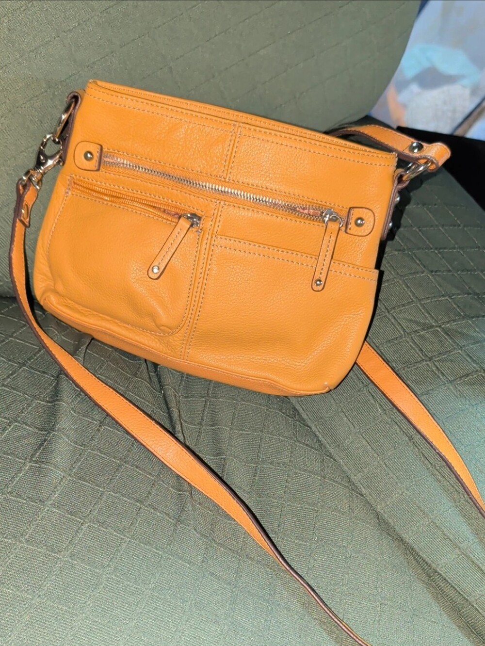 New without tags Tignanello crossbody mustard yellow bag. 100% leather
